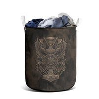 Viking Raven Wolf Vegvisir Laundry Basket Nordic Runic Engraving Style