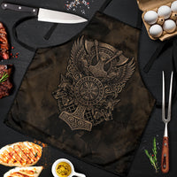 Viking Raven Wolf Vegvisir Apron Nordic Runic Engraving Style