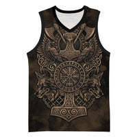 Viking Raven Wolf Vegvisir Basketball Jersey Nordic Runic Engraving Style