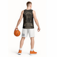 Viking Raven Wolf Vegvisir Basketball Jersey Nordic Runic Engraving Style
