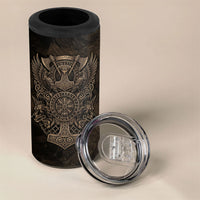 Viking Raven Wolf Vegvisir 4 in 1 Can Cooler Tumbler Nordic Runic Engraving Style