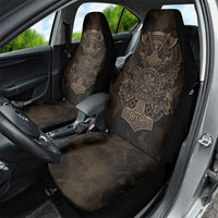 Viking Raven Wolf Vegvisir Car Seat Cover Nordic Runic Engraving Style