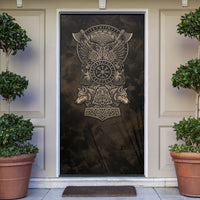 Viking Raven Wolf Vegvisir Door Cover Nordic Runic Engraving Style