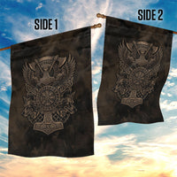 Viking Raven Wolf Vegvisir Garden Flag Nordic Runic Engraving Style