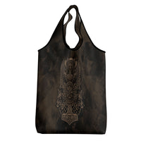 Viking Raven Wolf Vegvisir Grocery Bag Nordic Runic Engraving Style
