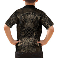 Viking Raven Wolf Vegvisir Hawaiian Shirt Nordic Runic Engraving Style