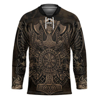 Viking Raven Wolf Vegvisir Hockey Jersey Nordic Runic Engraving Style