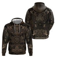 Viking Raven Wolf Vegvisir Hoodie Nordic Runic Engraving Style