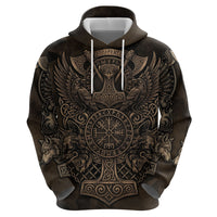 Viking Raven Wolf Vegvisir Hoodie Nordic Runic Engraving Style