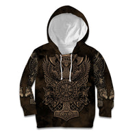 Viking Raven Wolf Vegvisir Kid Hoodie Nordic Runic Engraving Style