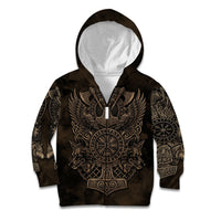 Viking Raven Wolf Vegvisir Kid Hoodie Nordic Runic Engraving Style