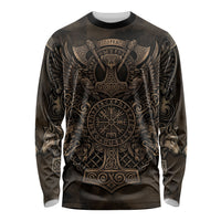 Viking Raven Wolf Vegvisir Long Sleeve Shirt Nordic Runic Engraving Style