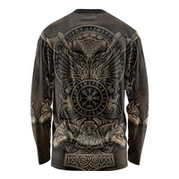 Viking Raven Wolf Vegvisir Long Sleeve Shirt Nordic Runic Engraving Style