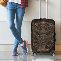 Viking Raven Wolf Vegvisir Luggage Cover Nordic Runic Engraving Style