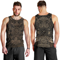 Viking Raven Wolf Vegvisir Men Tank Top Nordic Runic Engraving Style