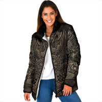 Viking Raven Wolf Vegvisir Padded Jacket Nordic Runic Engraving Style