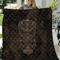 Viking Raven Wolf Vegvisir Quilt Nordic Runic Engraving Style