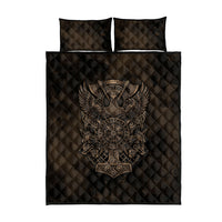 Viking Raven Wolf Vegvisir Quilt Bed Set Nordic Runic Engraving Style