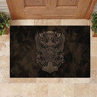 Viking Raven Wolf Vegvisir Rubber Doormat Nordic Runic Engraving Style