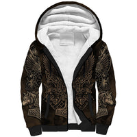 Viking Raven Wolf Vegvisir Sherpa Hoodie Nordic Runic Engraving Style