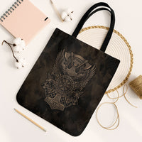Viking Raven Wolf Vegvisir Tote Bag Nordic Runic Engraving Style