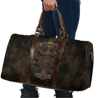 Viking Raven Wolf Vegvisir Travel Bag Nordic Runic Engraving Style