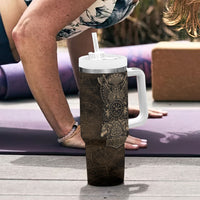 Viking Raven Wolf Vegvisir Tumbler With Handle Nordic Runic Engraving Style
