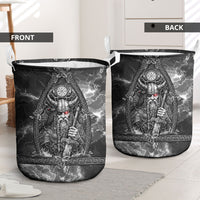 Viking Warrior Raven Axe Vegvisir Laundry Basket Odin Warrior Nordic Runic Engraved Illustration Style