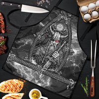 Viking Warrior Raven Axe Vegvisir Apron Odin Warrior Nordic Runic Engraved Illustration Style