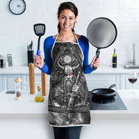 Viking Warrior Raven Axe Vegvisir Apron Odin Warrior Nordic Runic Engraved Illustration Style