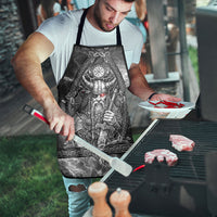 Viking Warrior Raven Axe Vegvisir Apron Odin Warrior Nordic Runic Engraved Illustration Style