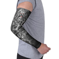Viking Warrior Raven Axe Vegvisir Arm Sleeves Odin Warrior Nordic Runic Engraved Illustration Style