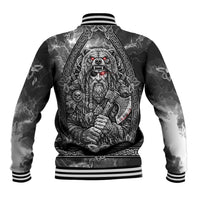 Viking Warrior Raven Axe Vegvisir Baseball Jacket Odin Warrior Nordic Runic Engraved Illustration Style