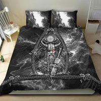 Viking Warrior Raven Axe Vegvisir Bedding Set Odin Warrior Nordic Runic Engraved Illustration Style