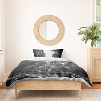 Viking Warrior Raven Axe Vegvisir Bedding Set Odin Warrior Nordic Runic Engraved Illustration Style