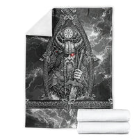 Viking Warrior Raven Axe Vegvisir Blanket Odin Warrior Nordic Runic Engraved Illustration Style