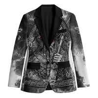 Viking Warrior Raven Axe Vegvisir Blazer Odin Warrior Nordic Runic Engraved Illustration Style