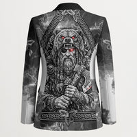 Viking Warrior Raven Axe Vegvisir Blazer Odin Warrior Nordic Runic Engraved Illustration Style