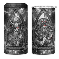 Viking Warrior Raven Axe Vegvisir 4 in 1 Can Cooler Tumbler Odin Warrior Nordic Runic Engraved Illustration Style