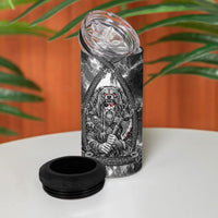 Viking Warrior Raven Axe Vegvisir 4 in 1 Can Cooler Tumbler Odin Warrior Nordic Runic Engraved Illustration Style