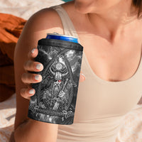 Viking Warrior Raven Axe Vegvisir 4 in 1 Can Cooler Tumbler Odin Warrior Nordic Runic Engraved Illustration Style