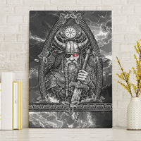 Viking Warrior Raven Axe Vegvisir Canvas Wall Art Odin Warrior Nordic Runic Engraved Illustration Style