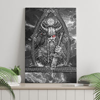 Viking Warrior Raven Axe Vegvisir Canvas Wall Art Odin Warrior Nordic Runic Engraved Illustration Style