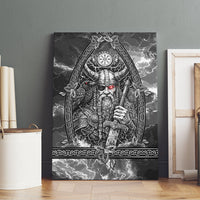 Viking Warrior Raven Axe Vegvisir Canvas Wall Art Odin Warrior Nordic Runic Engraved Illustration Style