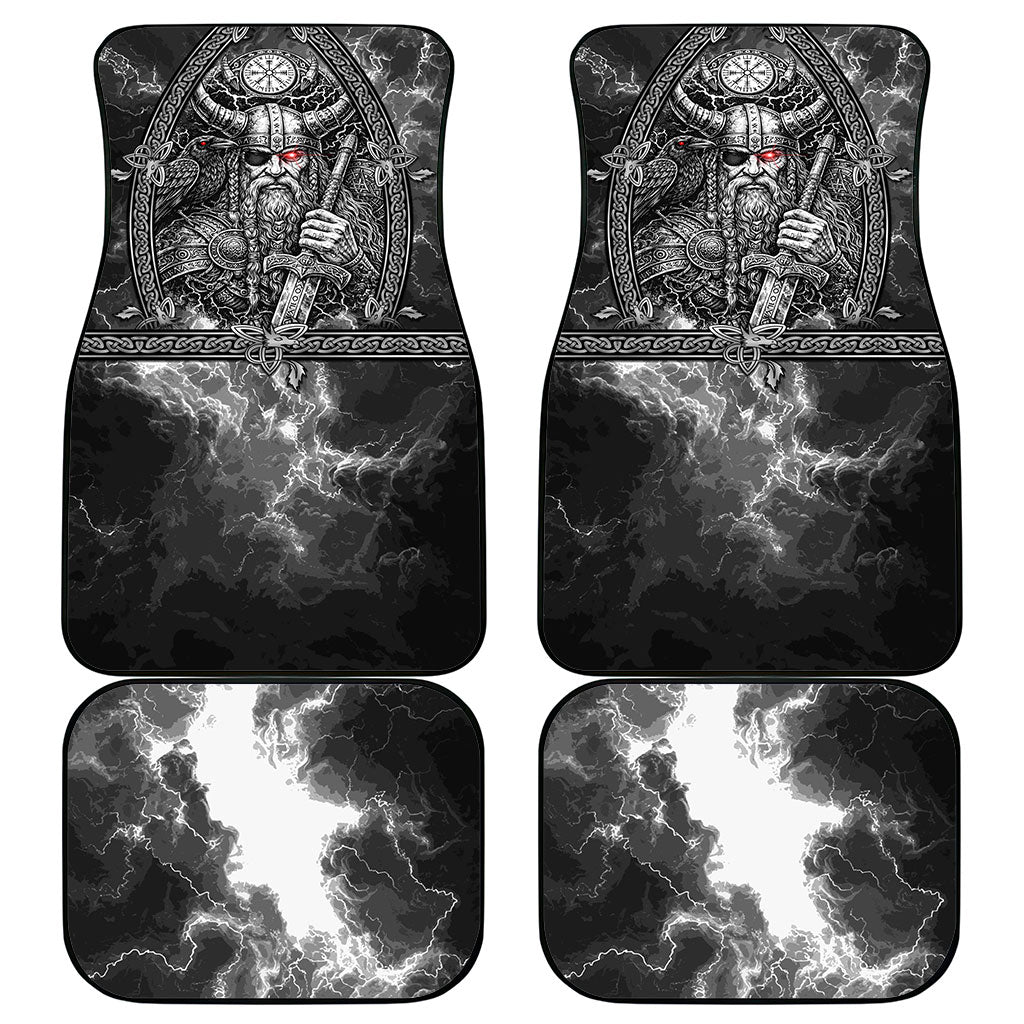 Viking Warrior Raven Axe Vegvisir Car Mats Odin Warrior Nordic Runic Engraved Illustration Style