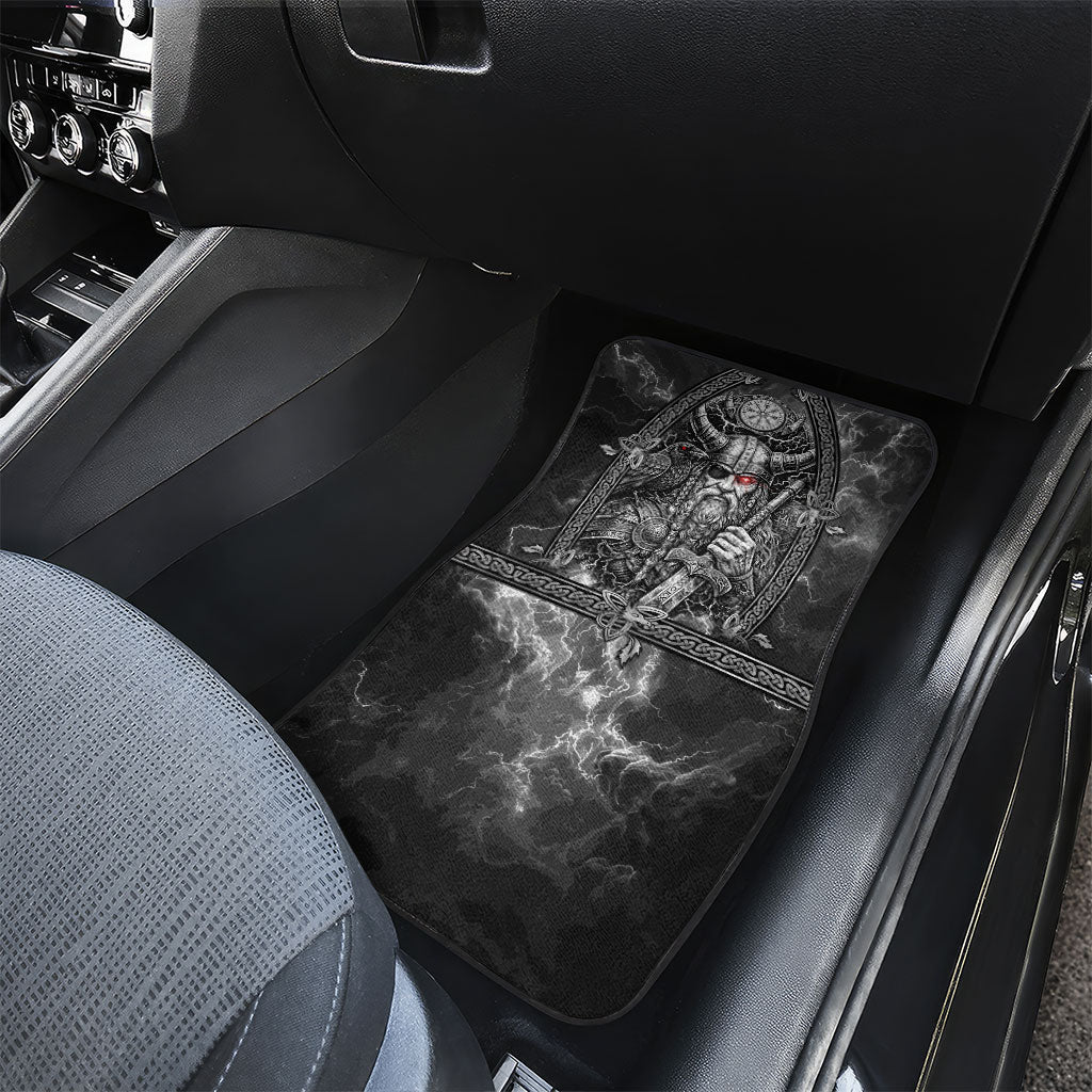 Viking Warrior Raven Axe Vegvisir Car Mats Odin Warrior Nordic Runic Engraved Illustration Style