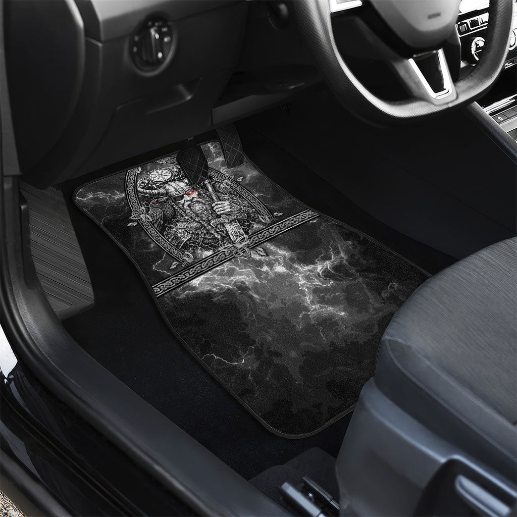 Viking Warrior Raven Axe Vegvisir Car Mats Odin Warrior Nordic Runic Engraved Illustration Style