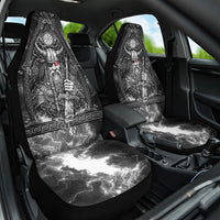 Viking Warrior Raven Axe Vegvisir Car Seat Cover Odin Warrior Nordic Runic Engraved Illustration Style