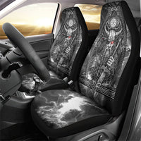 Viking Warrior Raven Axe Vegvisir Car Seat Cover Odin Warrior Nordic Runic Engraved Illustration Style