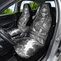 Viking Warrior Raven Axe Vegvisir Car Seat Cover Odin Warrior Nordic Runic Engraved Illustration Style